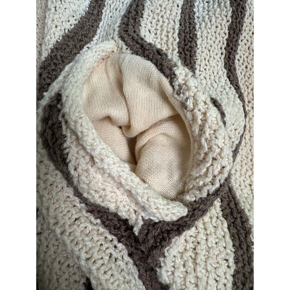 Free People Circle Back Cardigan Oversized Striped Brown Tan Size MEDIUM - Picture 6 of 11